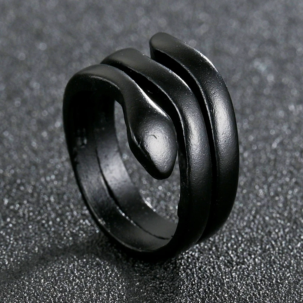 

Punk Vintage Retro Animal Snake Black Adjustable Ring For Men Women Exaggerated Opening Ring Fashion Jewelry Gift High Quality