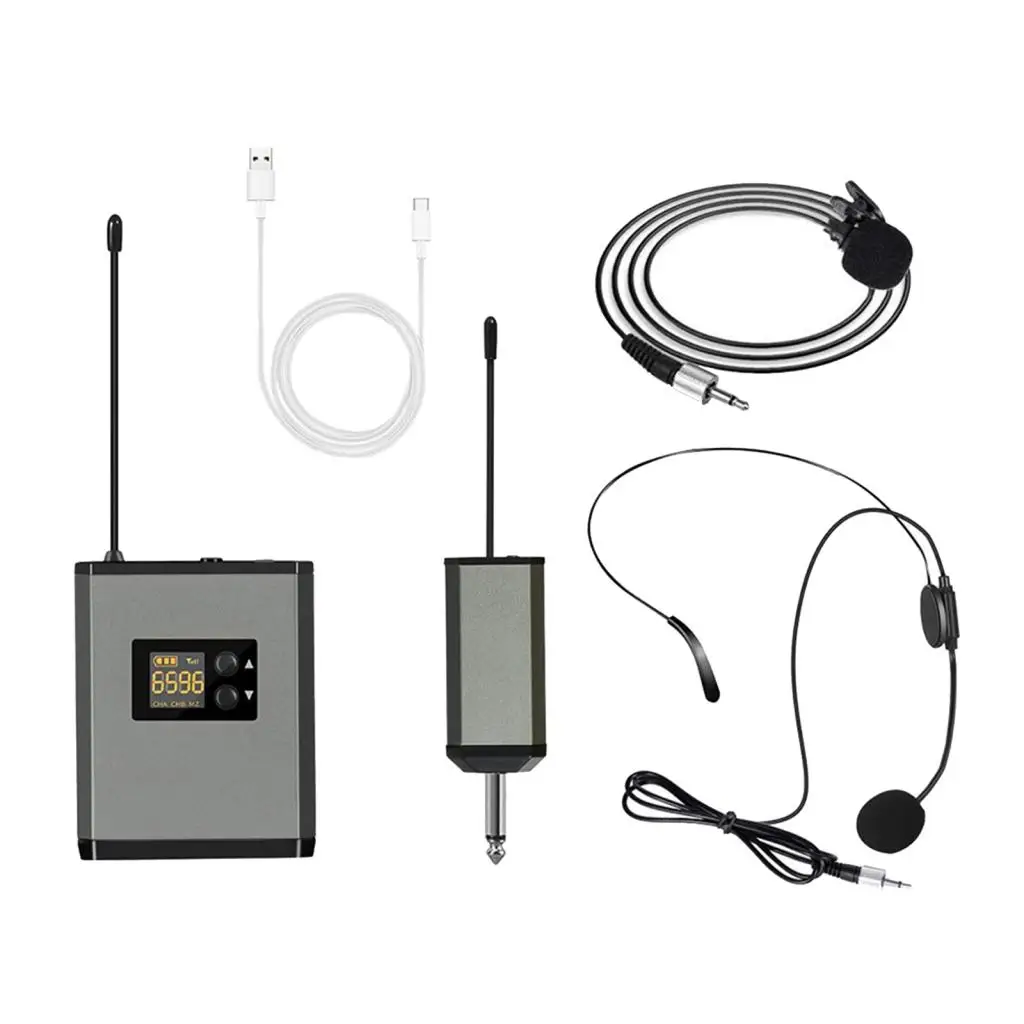 

Handheld UHF Wireless Microphone Lavalier Bodypack Rechargeable Receiver for Teaching Speech Recording Vlog
