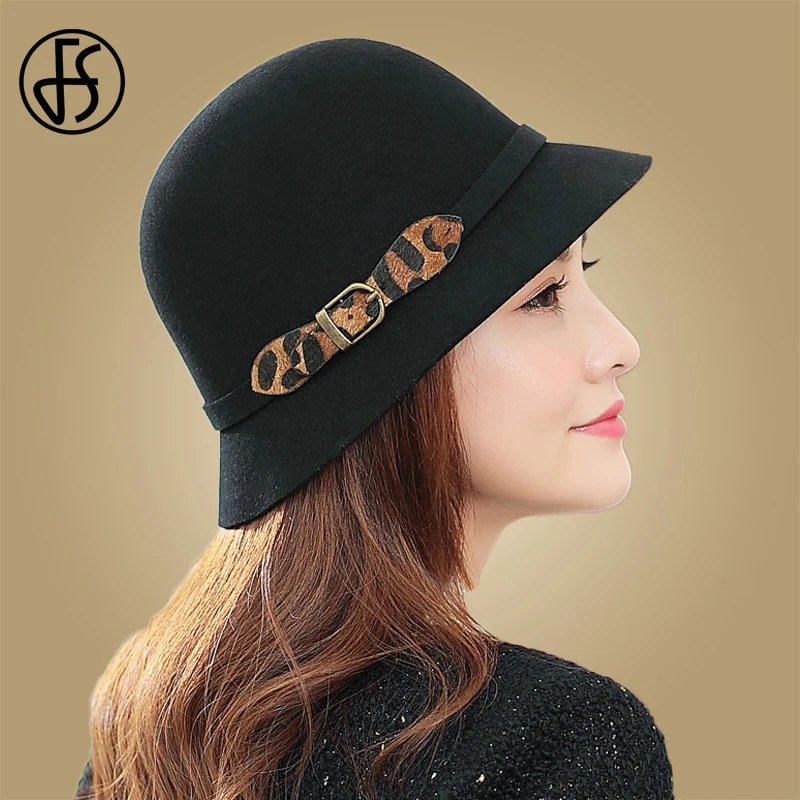 Женская винтажная шерстяная шляпка-Колокол FS Повседневная Шляпка из фетра с