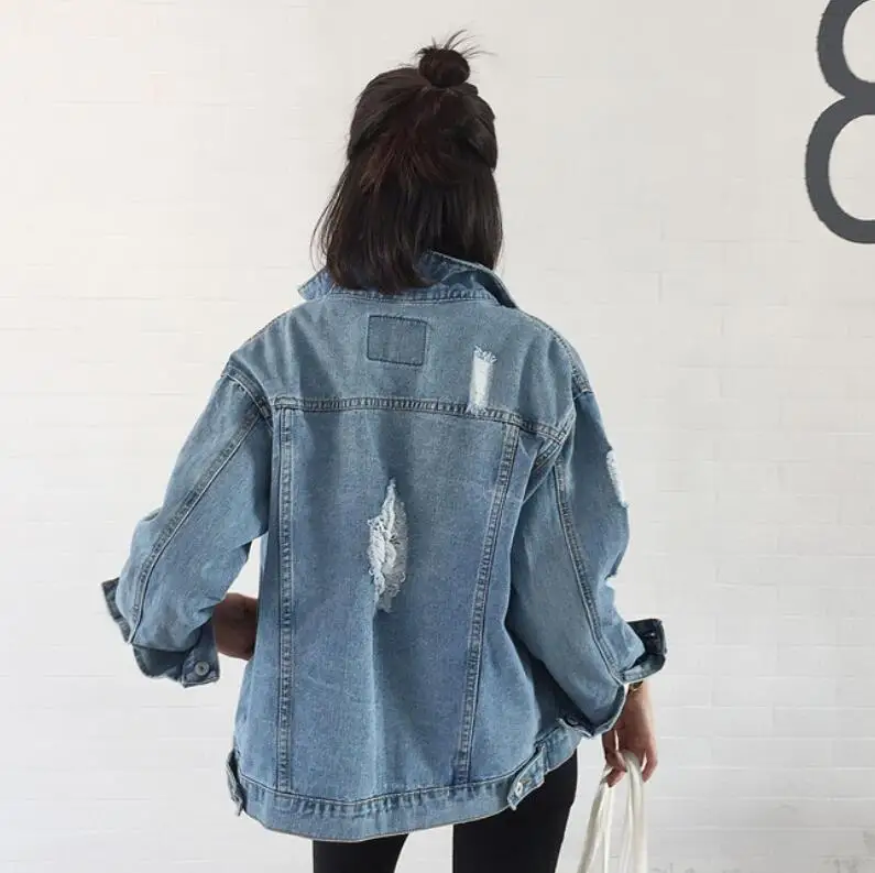 

2019 women's denim jacket autumn denim jacket retro long-sleeved women jeans jacket women's denim jacket loose casual style w807