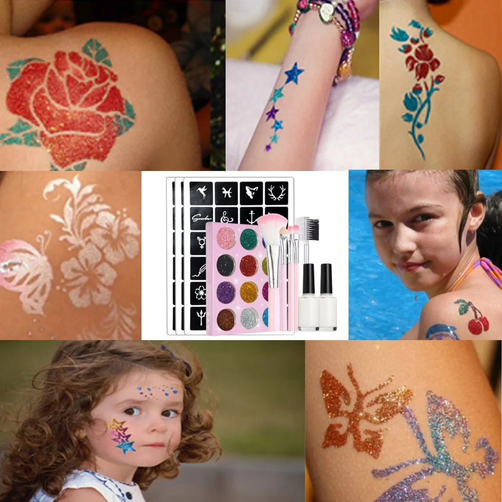 Temporary Tattoos Girls And Boys Party Favors Tattoos Decor For Cute Party Glitter Styles Tattoo Stickers Kids Party Supplies