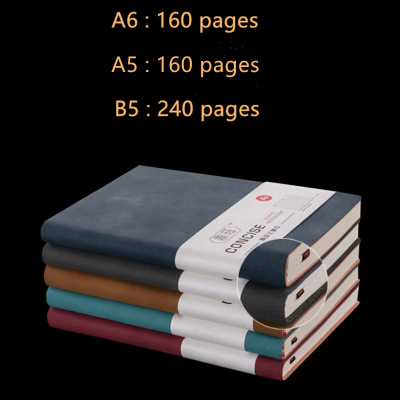 

Notebook B5/A5/A6 Comfortable Touch Horizontal Line Notepad Simple Business Diary Student Study Manual Stationery Gifts