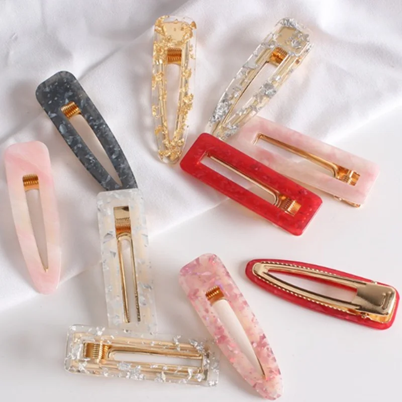 

1Pc New Fashion Women Girls Acrylic Hair Clips Hollow Water Drop Rectangle Hairpins Sequins Hair Barrettes Headband Accessories