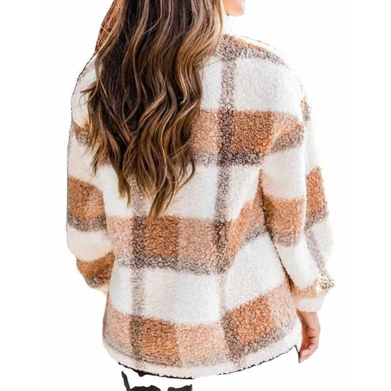 

Plush Plaid Sweatshirts Women Long-sleeved Pullovers Spring Autumn Plus Size Casual Tops Women Lugentolo