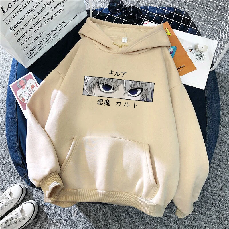 Толстовки Kawaii Hunter X черные толстовки с капюшоном в стиле аниме манга голубые Топы