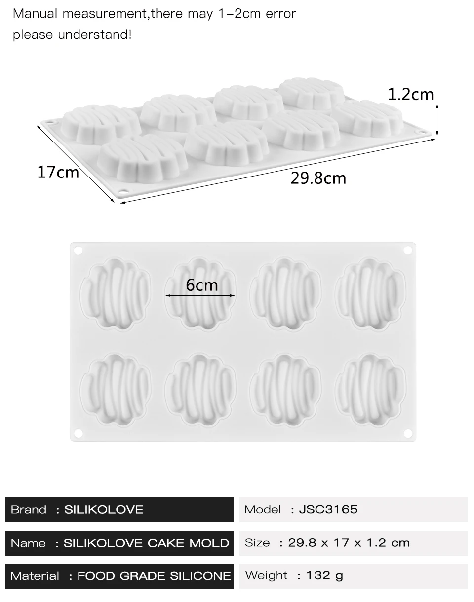 SILIKOLOVE 8 полости 3D силиконовый торт молд, аксессуары для выпечки DIY мусс жаропрочная посуда для десерта инструменты для украшения приготовления пищи формы