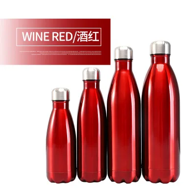 Red 350/500/750/1000 мл с двойными стенками Творческий BPA бесплатно колы бутылки воды Нержавеющая сталь пива Чай Кофе Портативный Спортивная Герметичная Бутылка - Цвет: Red