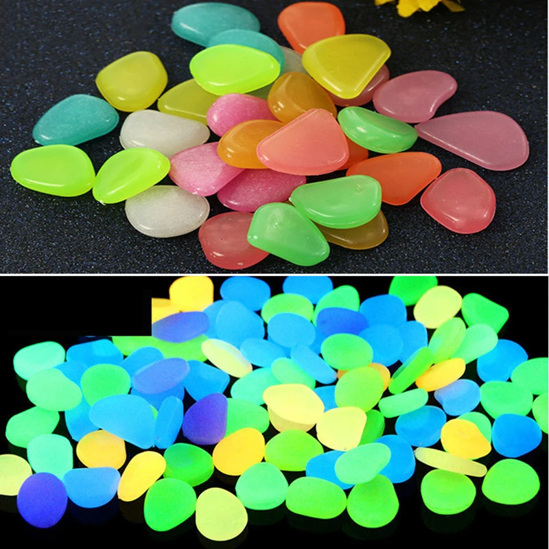 

100pcs Glow in The Dark Garden Pebbles Glow Stones Rocks for Walkways Garden Path Patio Lawn Garden Decor Luminous L9