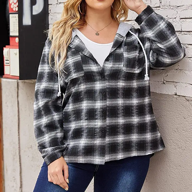 

Женское однобортное худи Donsignet, свободное худи в клетку с длинным рукавом, Осень-зима 2021