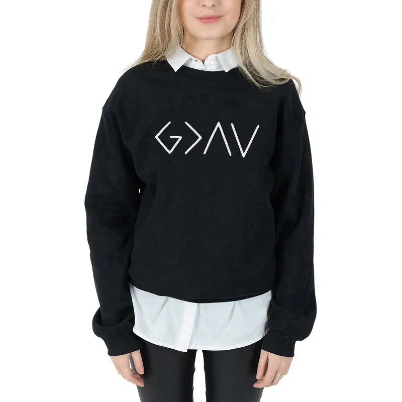 

God Is Greater Than The Highs and Lows Women Sweatshirt Full Sleeve Hoodie Female Jesus Tops Christian Pullover Drop Shipping