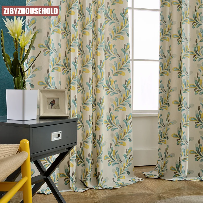 

Factory Direct Curtain Cloth Modern Simple European Curtain Polyester Cotton Printing Curtain Window Yarn
