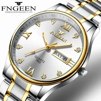 men watch fngeen top brand fashion luxury business quartz watch date week display hodinky male clock reloj hombre diamond watch