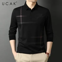 ucak brand classic turn down collar striped t shirt men clothes autumn new arrivals casual streetwear long sleeve t shirts u5739