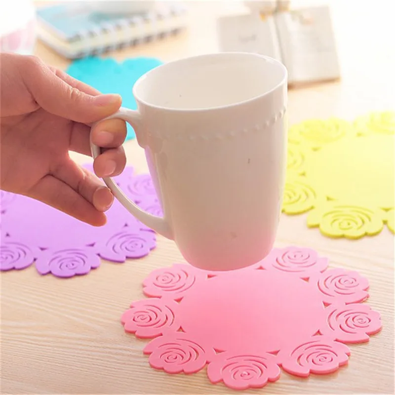 Модный силиконовый коврик для стола с цветочным рисунком розы Кухонное