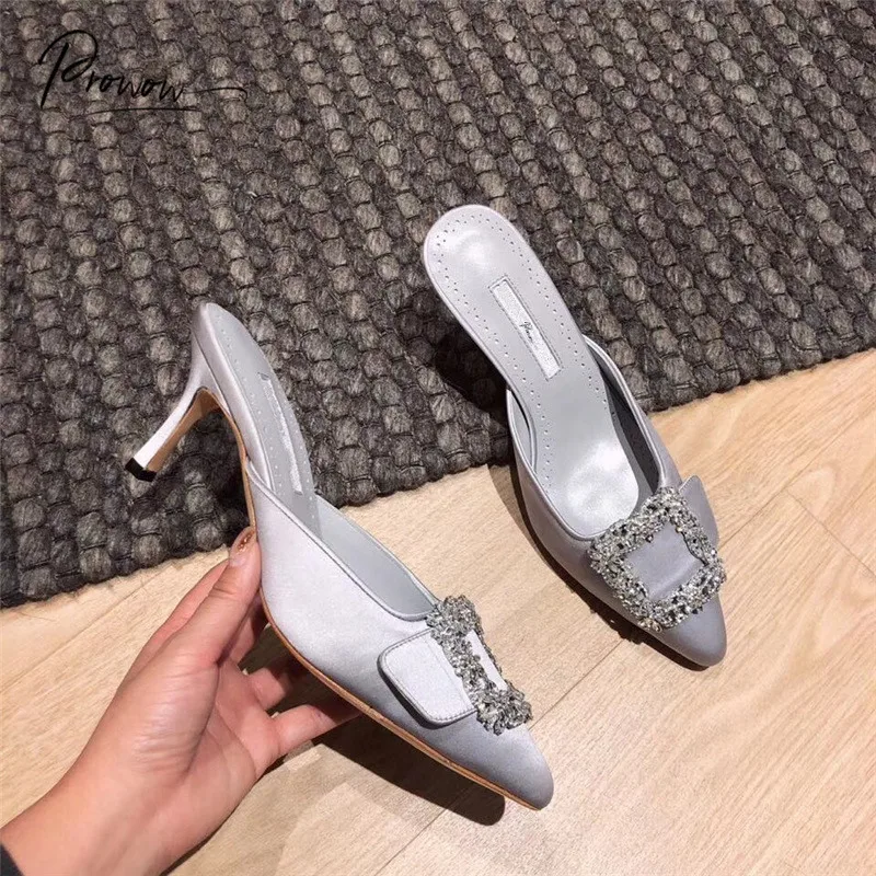 Женские туфли из натуральной кожи с острым носком на тонком каблуке|Тапочки| |