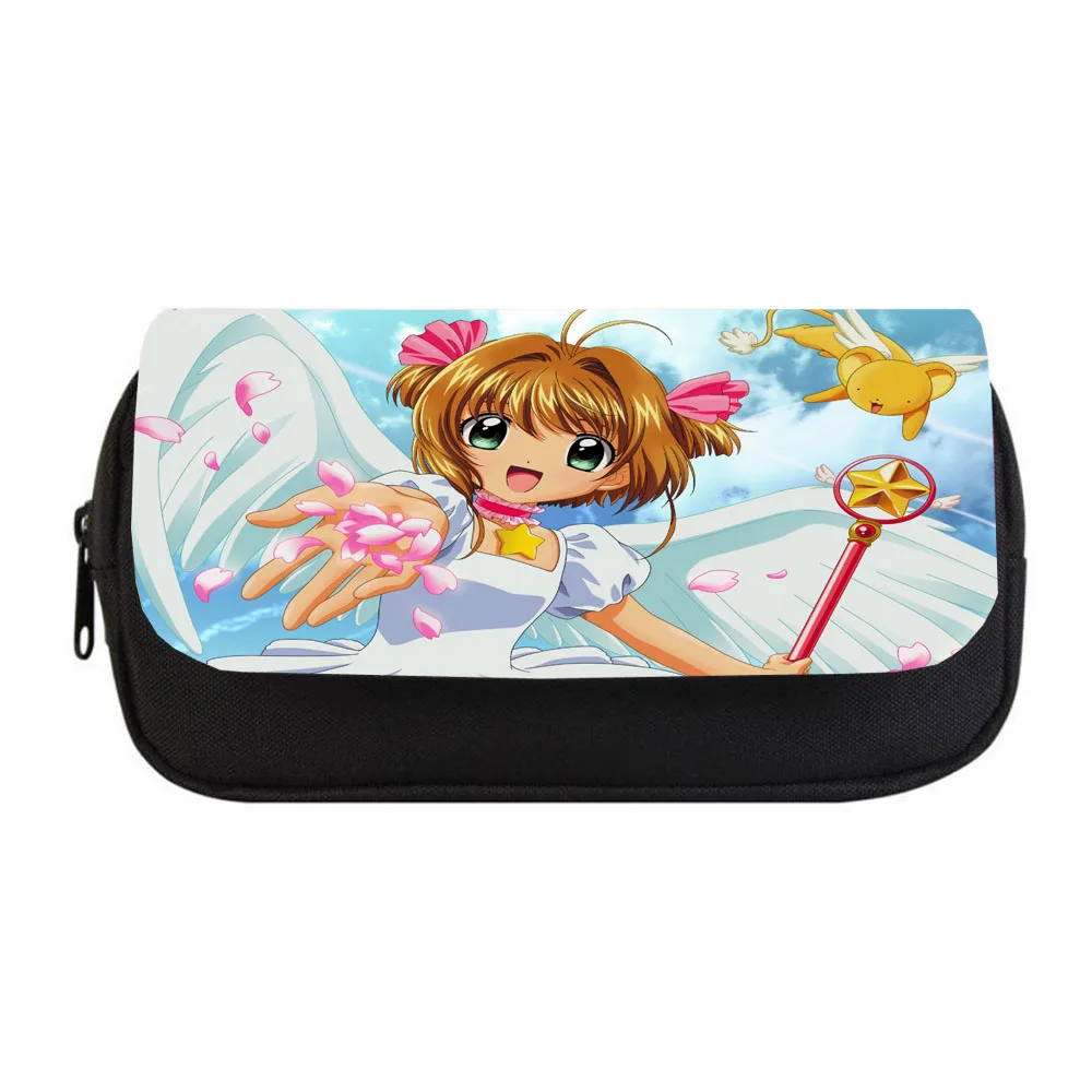 

Anime Cardcaptor Sakura Pencil bag Women Makeup Bag Child boys girls Pencil Case Student Double Zipper pencil Bag Handbag Purse