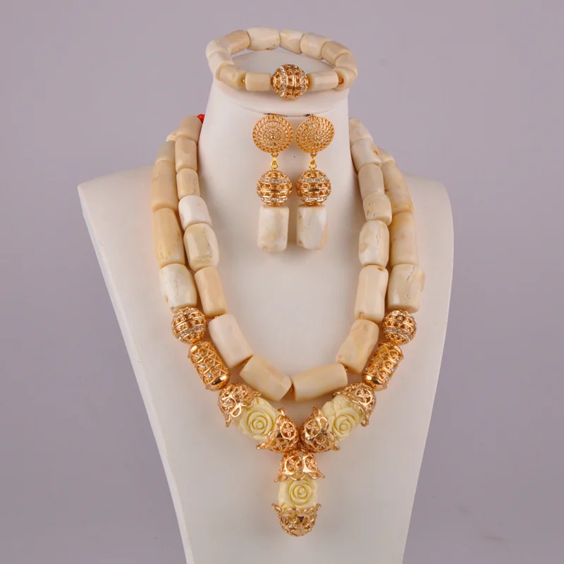 Натуральные коралловые белые африканские бусы большие свадебные ювелирные