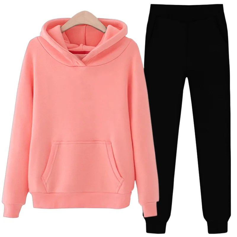 

Winter casual women 2-piece hoodie + pants sportswear women sport suit hoodie sweatshirt suit women clothing 2021
