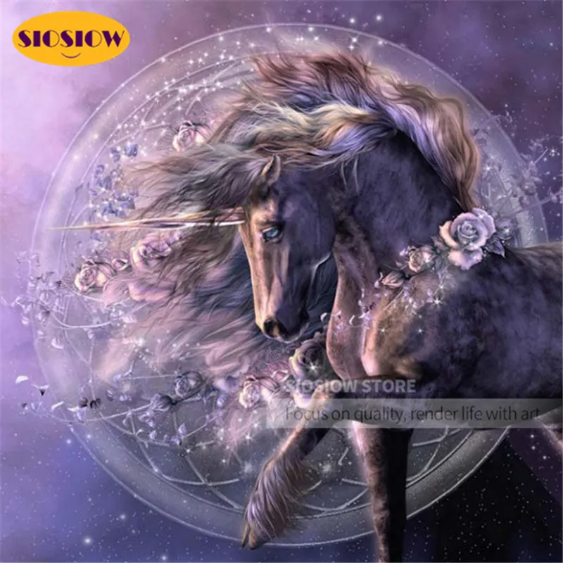 Набор для алмазной 5d вышивки SIOSIOW картина из страз сделай сам с единорогом 3d