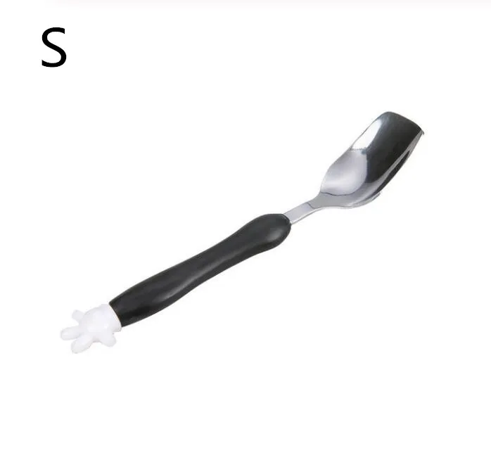 black spoon s 1/2 шт. детский набор ложка и вилка безопасности Нержавеющая сталь кормления столовых приборов изображением героини мультфильма «Леди кормушки посуда ложка для кормления посуда - Цвет: black spoon s