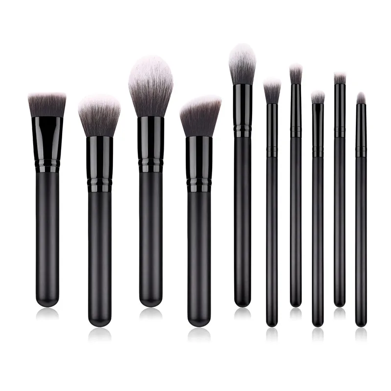 10Pcs Makeup Brushes Set Black Wood Handle For Eyeshadow Big Flame Blusher Powder Foundation make up Brush kit tool