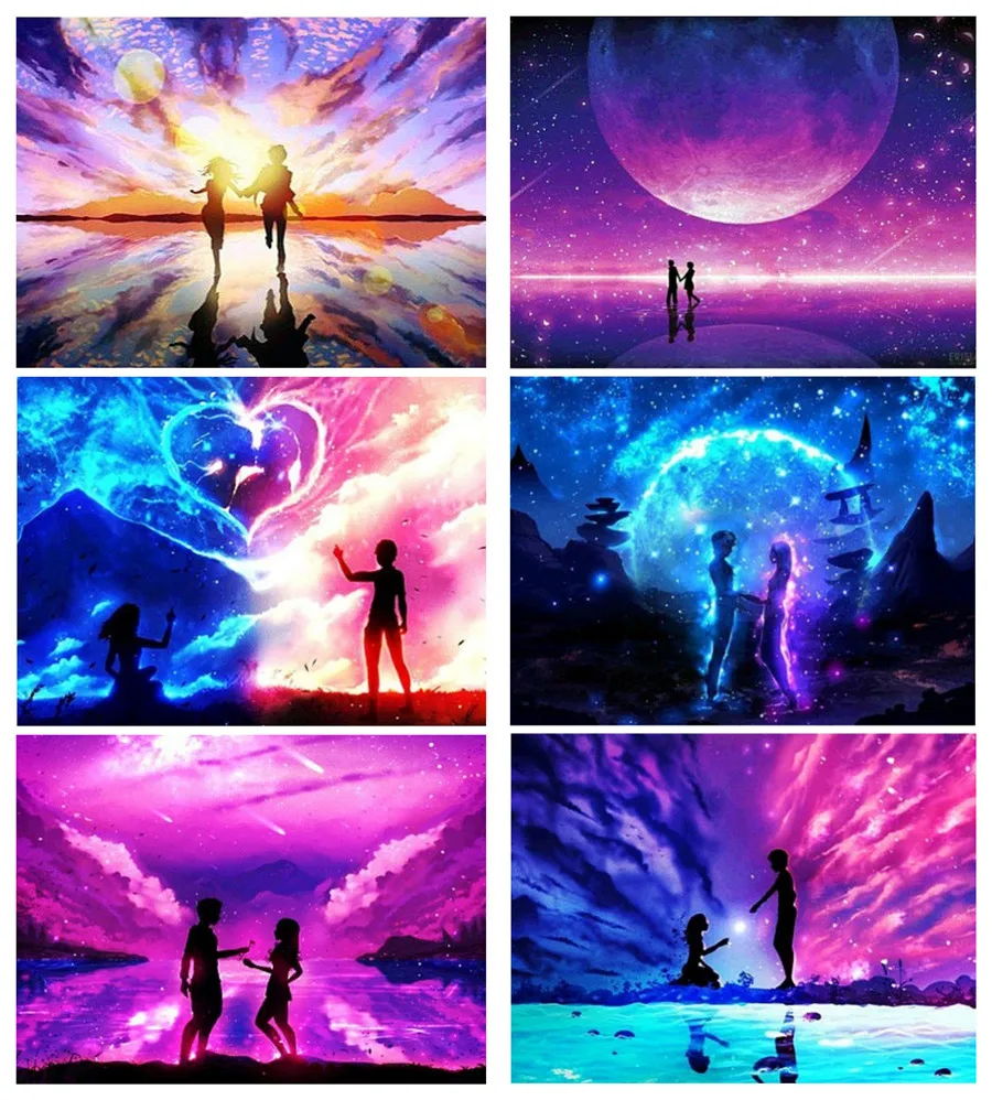 Картина с бриллиантами любовь Пейзаж Вышивка крестиком Сделай Сам вышитое