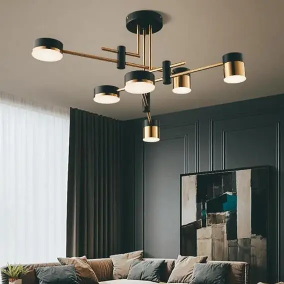 

Contemporary Lustre Black Gold Iron Dimmable Led Chandelier For Bedroom Living Dinning Room Kitchen Adjustable Deco Chandeliers