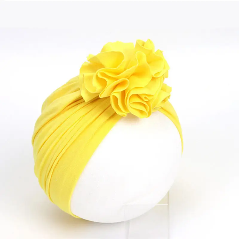 yellow Ruoshui 16 цветов детские шапки в цветочек Детские Тюрбан Хлопок Детские эластичные резинки для волос вязаная шапочка для новорожденного аксессуары для волос Тиара - Цвет: yellow