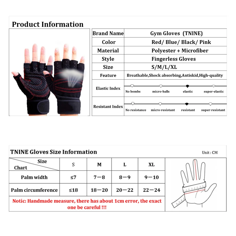 

Gym Fitness Gloves Power Weight Lifting Women Men Crossfit Workout Bodybuilding Thin Breathable Non-slip Half Finger GYM Gloves