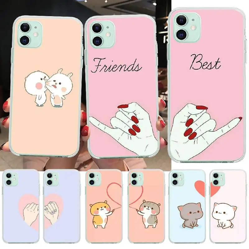 

PENGHUWAN Lovers Best Friends Couple Cover Design Phone Cover for iPhone 11 pro XS MAX 8 7 6 6S Plus X 5S SE XR cover