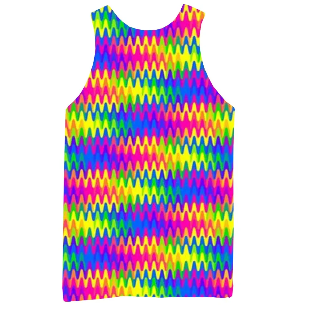

Abstract Tank Top For Men 3D Print Sleeveless Psychedelic Pattern Top Rainbow Graphic Vest