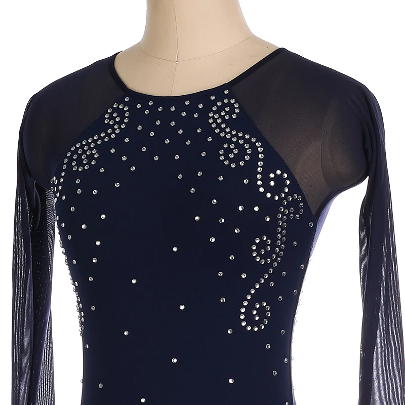 

Tulle Long Sleeves Skating Dress For Women Girls Ballet Leotard Stage Dance Wear Shiny VelvetSkating Competition Dress BL4017