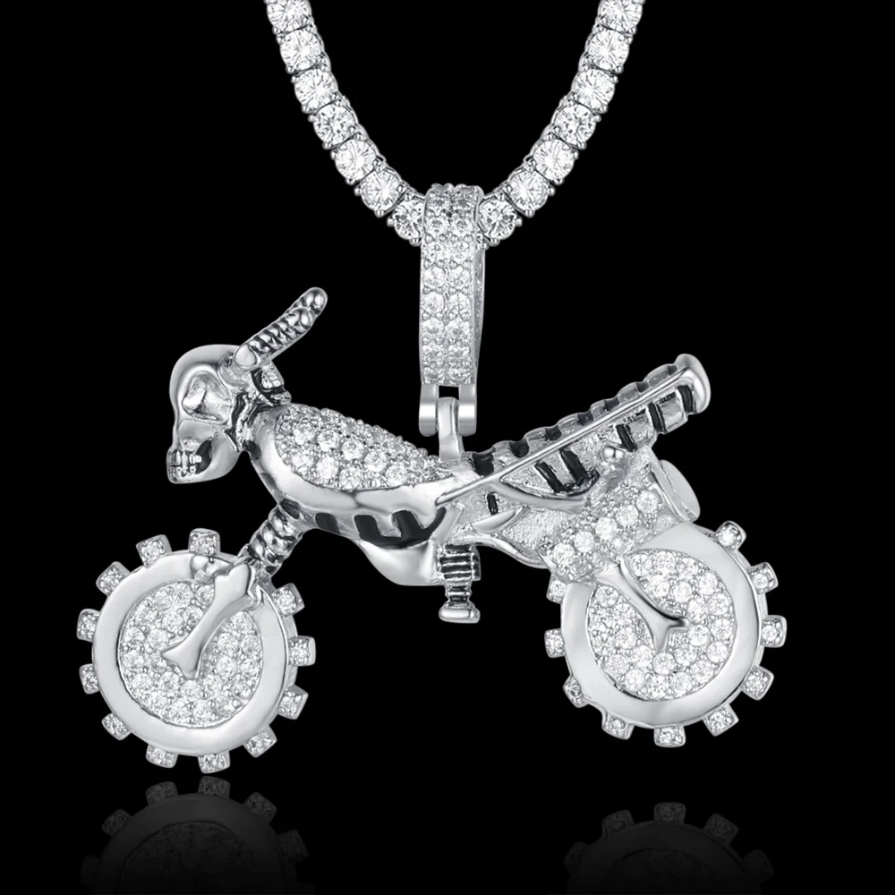 

100% микро циркон в стиле хип-хоп крутое ожерелье с подвеской для мотоцикла для мужчин ювелирные изделия на заказ принимаются заводские цены ...