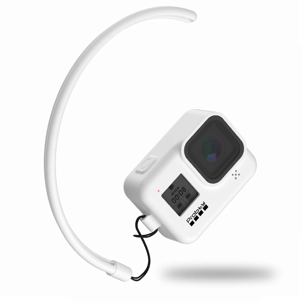 white Gopro Hero 8 силиконовый чехол+ ремешок, чехол для Gopro 8 аксессуары для экшн-камеры - Цвет: white