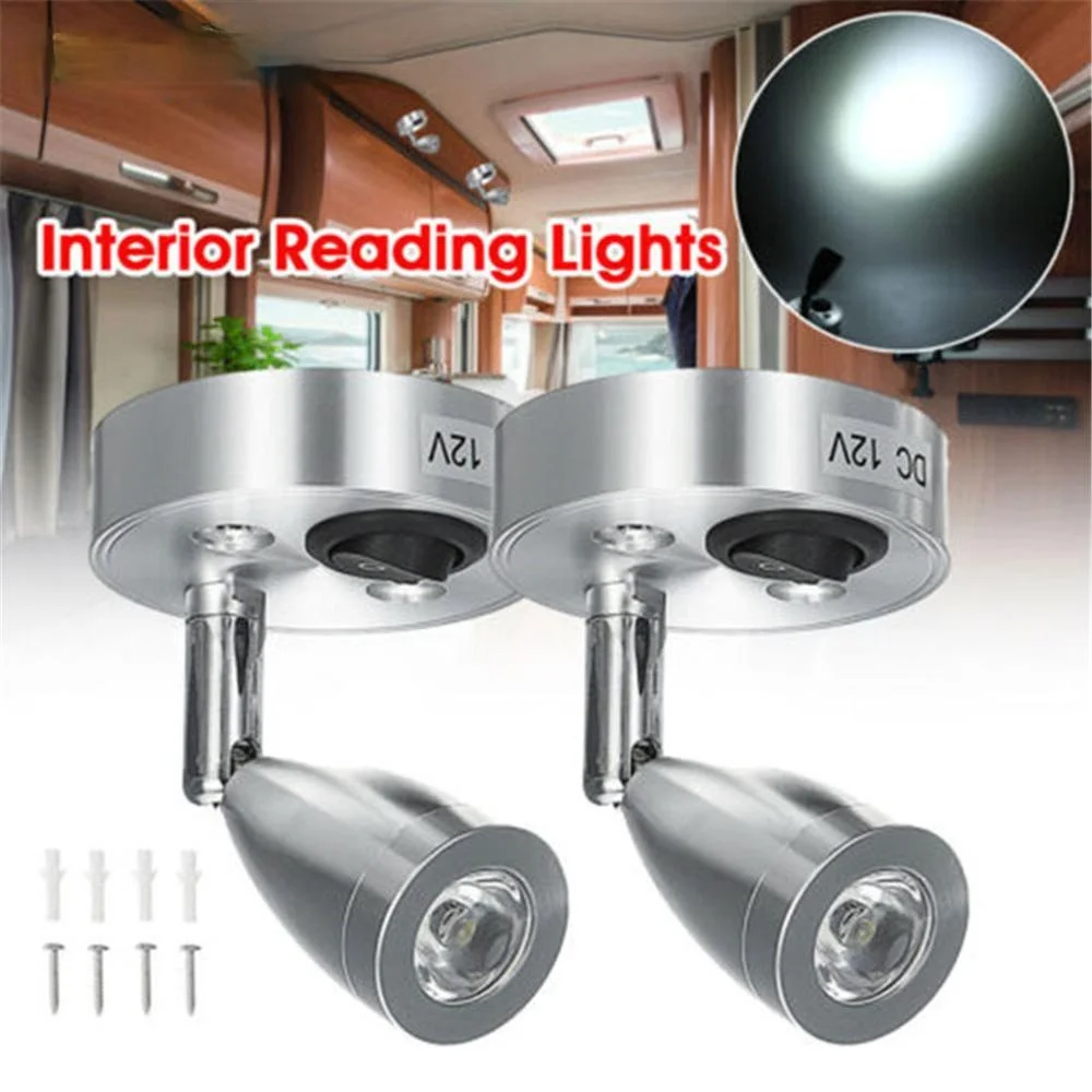 

2pcs DC12V 3W 6000K Cold White LED Spot Reading Light RV Caravan Camp Boat Wall Bedside Lamp Boat Home Trailer Interior lighting