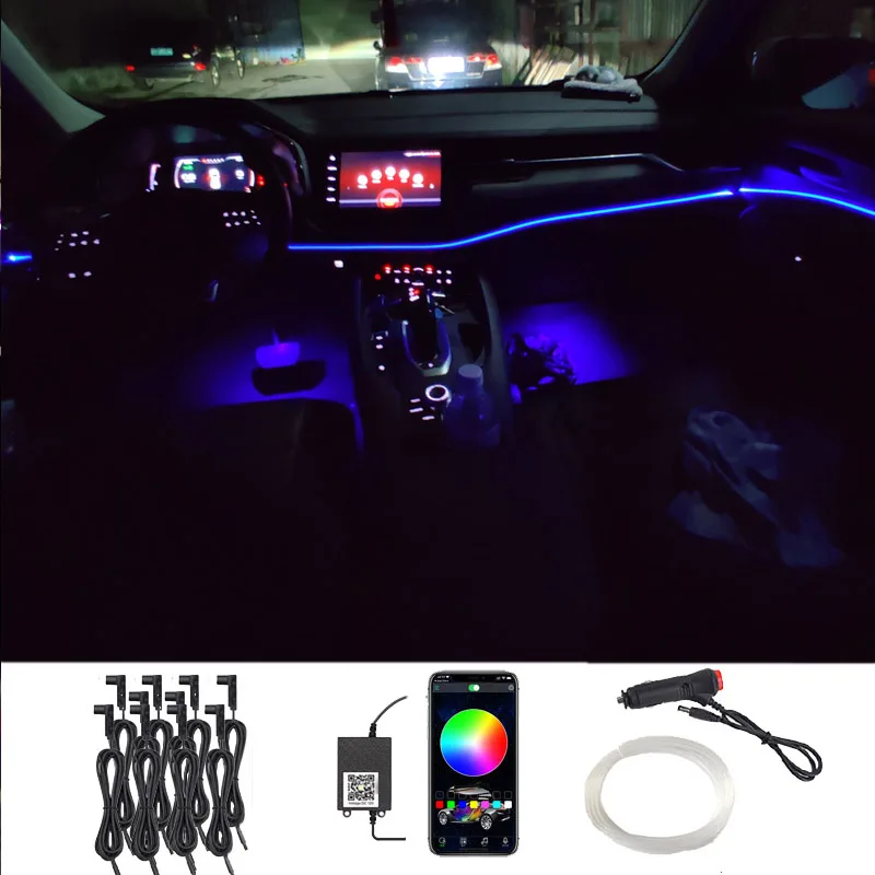 

Interior Accessories Car Neon Strip 12V App RGB Auto Decorative Dashboard Door Atmosphere Lights LED Bar Interior Ambient Light
