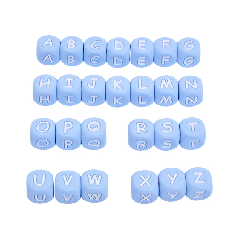 

200pcs Custom Letter Name Baby Teether Beads Food Grade Silicone BPA FREE Alphabet Dummy Chain Teething Rattle Accessories