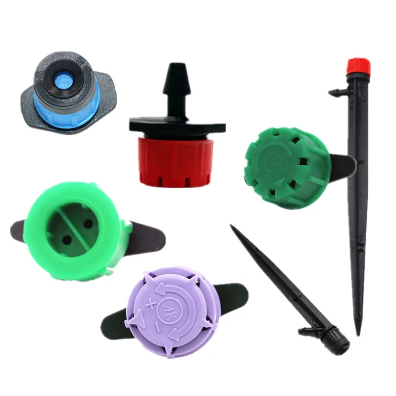 100 шт. Регулируемый капельный эмиттер для садового орошения на колышке