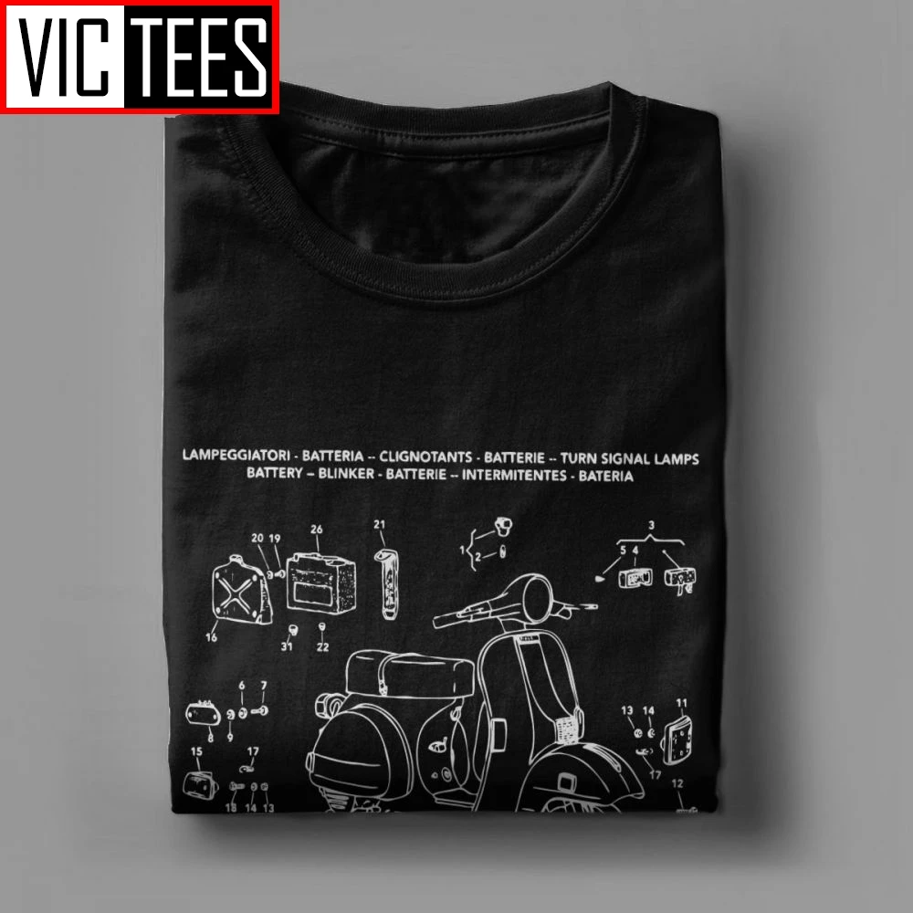 Vespa футболка запчасти скутер Италия уникальный ретро мотоцикл велосипед мужские