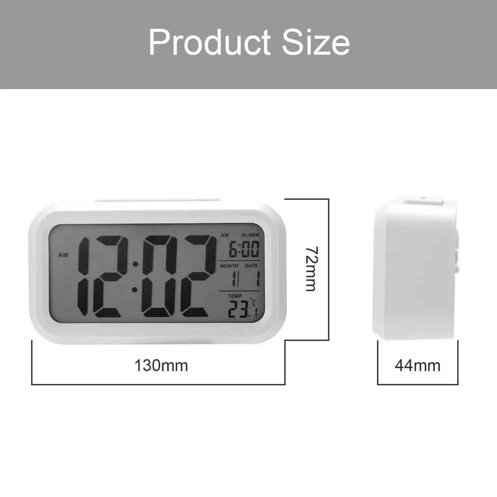 

Luminova Square Shape LED Display Digital Electronic Alarm Clock Backlight Temperature Control Time Calendar + Thermometer