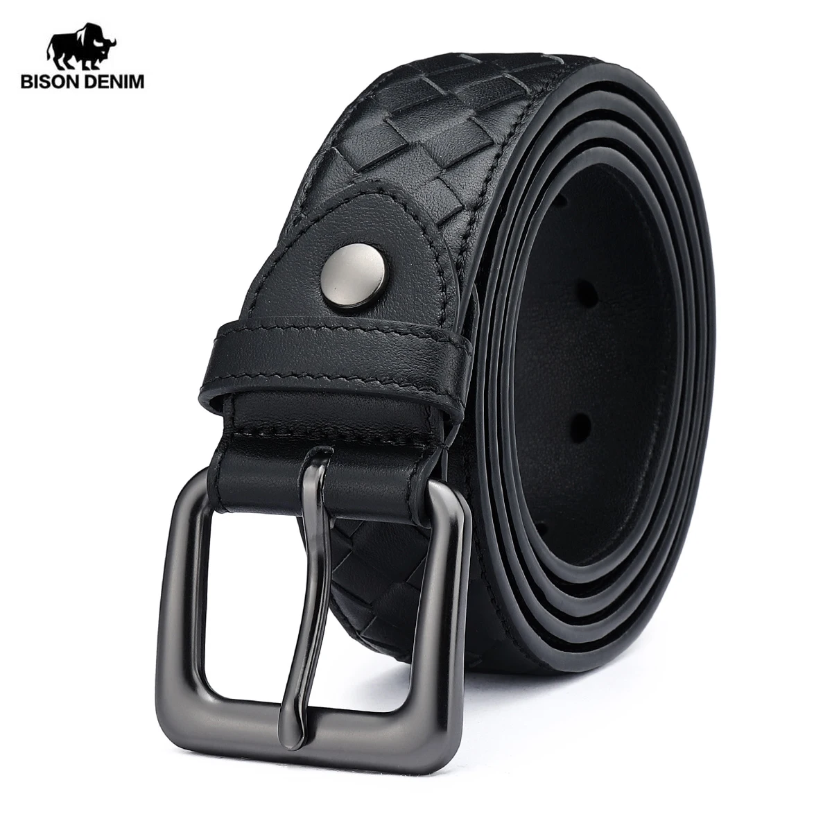 BISON DENIM Cowskin Genuine Leather Men Belt Cow Man Designer Belts Fashion Pin Buckle Belts For Men Leather Designer N71646