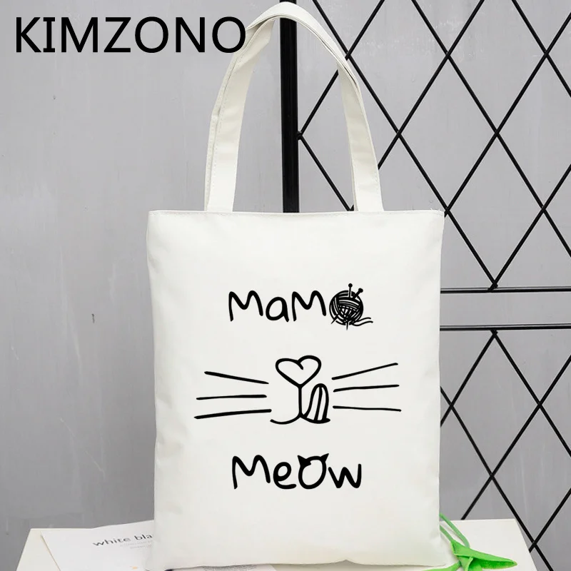 

Cat shopping bag canvas handbag bolso cotton reusable bolsa bag tote cloth reusable net grab