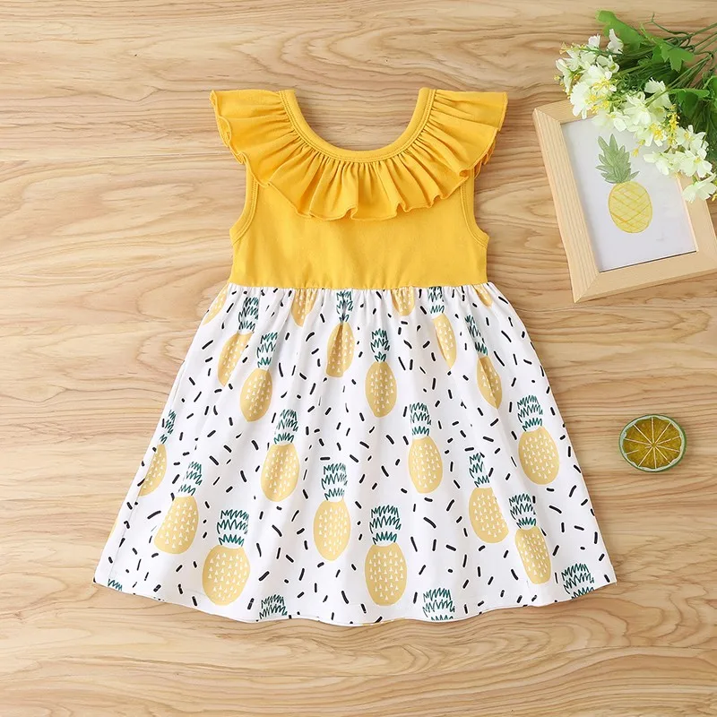 2021 платье для маленьких девочек новое детское красочное Хлопковое с фруктовым