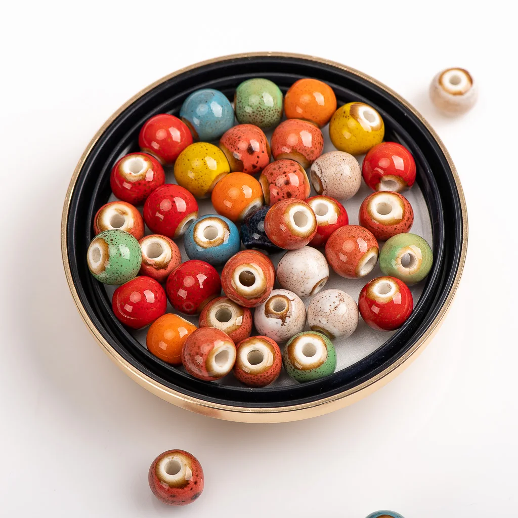 6 12 # Разноцветные керамические фарфоровые шарики бусины с большим отверстием для - Фото №1