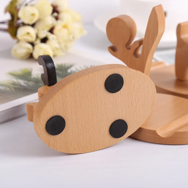 holder for phone mobile phone bracket wooden cartoon dog fawn mobile phone holder solid wood pony desktop mobile phone holder free global shipping