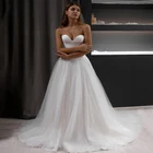 Новое поступление Простое блестящее Тюлевое свадебное платье на шнуровке Свадебные платья Vestido De Noiva на заказ