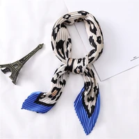 women scarf crinkle silk hair neck scarfs fashion print lady pleated scarves female foulard neckerchief 2020 new