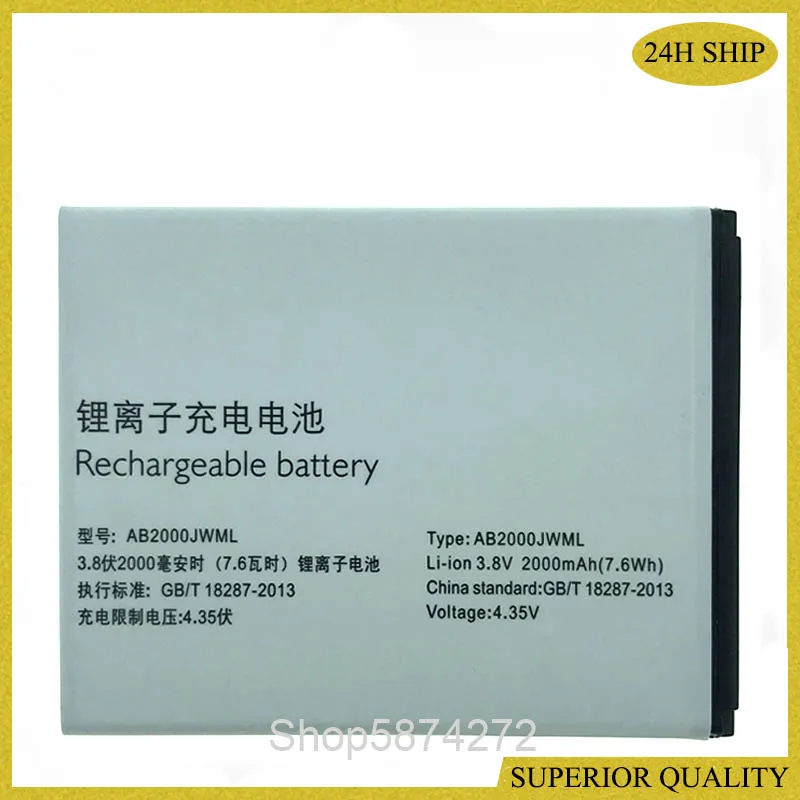 100% новый аккумулятор 2000 мАч AB2000JWML для Philips Xenium S337 CTS337 мобильный телефон высокое