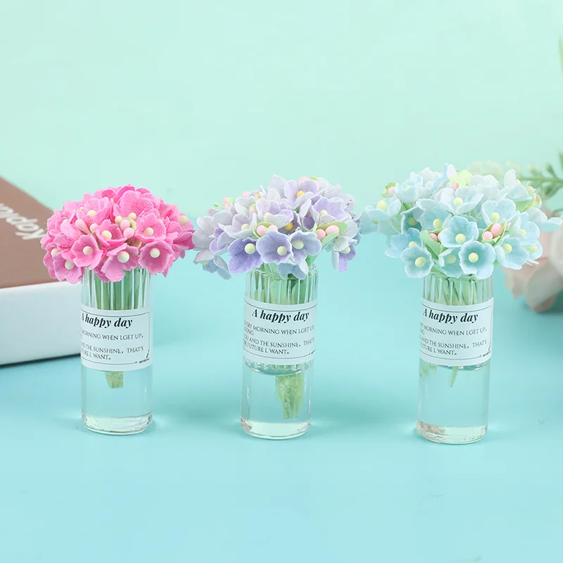 

1:12 Dollhouse Miniature Hydrangea Tree Potted Flower Vase Model Home Decor Toys Doll House Hydrangea Vase