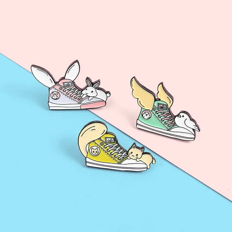 Новая обувь эмали штырь пользовательские принтом кошачьего хвоста и заячьими